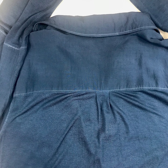 ECRU B/D Collared L/S Blouse Shirt Top, Blue, Sz L - Picture 6 of 7